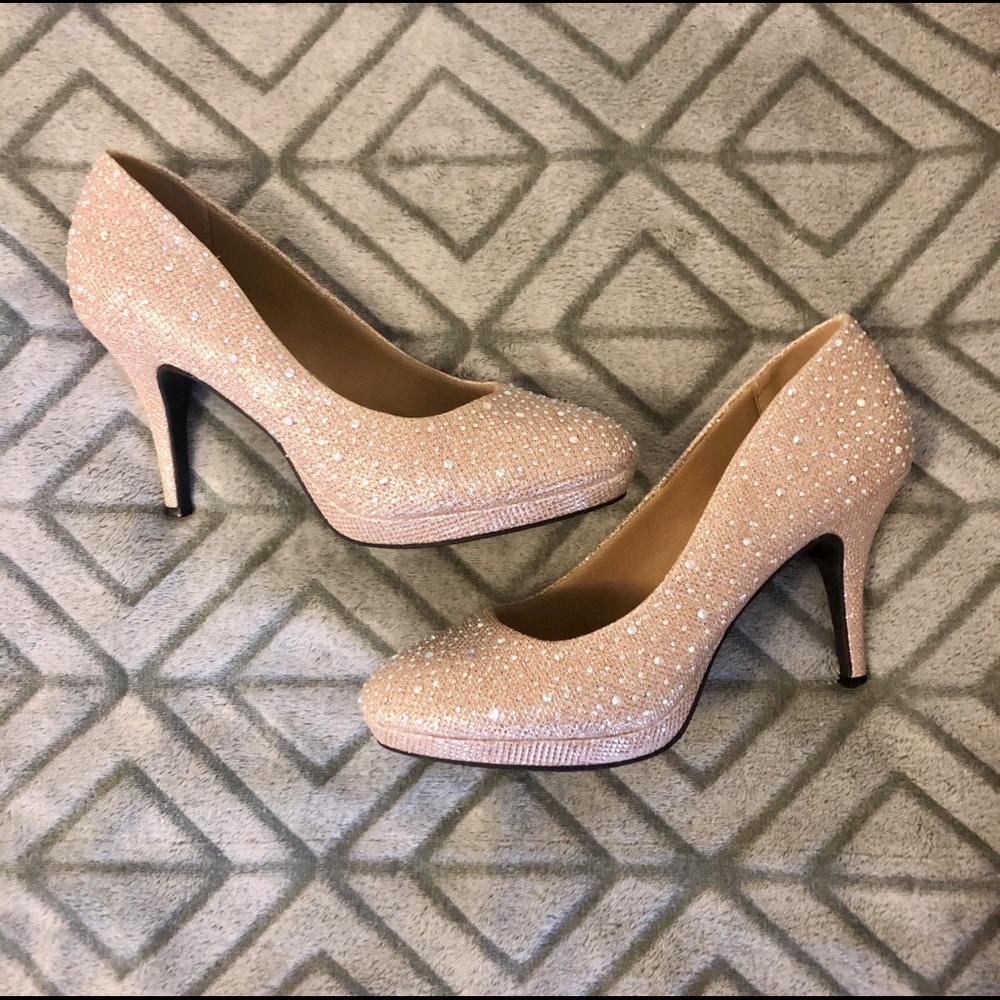 Gold sparkly heels